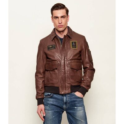 Aeronautica Militare Skórzana kurtka Regular Fit brązowy 50 Aeronautica Militare Skórzana kurtka Regular Fit brązowy 50