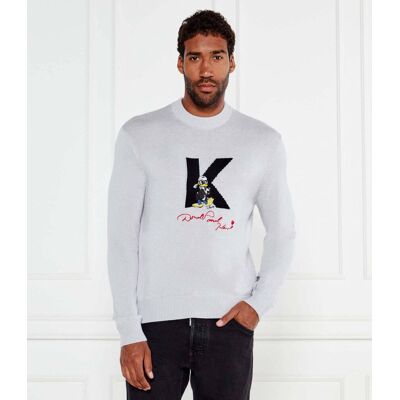 Karl Lagerfeld Sweter Karl Lagerfeld X Disney Regular Fit z dodatkiem wełny szary XL Karl Lagerfeld Sweter Karl Lagerfeld X Disney Regular Fit z dodatkiem wełny szary XL
