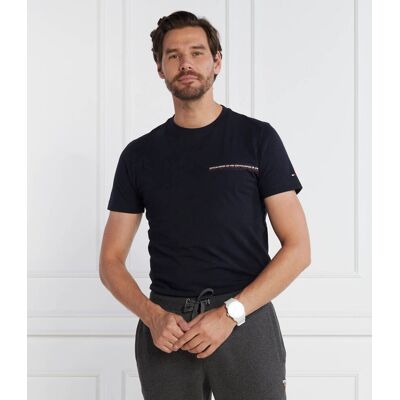 Tommy Hilfiger T-shirt SMALL CHEST STRIPE MONOTYPE TEE Slim Fit granatowy M Tommy Hilfiger T-shirt SMALL CHEST STRIPE MONOTYPE TEE Slim Fit granatowy M