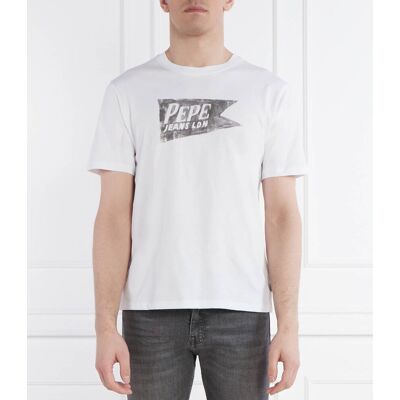 Pepe Jeans Biały Casual Bawełniany T-shirt - T-shirt Pepe Jeans Biały Casual Bawełniany T-shirt - T-shirt