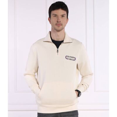Tommy Hilfiger Bluza HILFIGER TRACK GRAPHIC HALF ZIP Regular Fit kremowy XXL Tommy Hilfiger Bluza HILFIGER TRACK GRAPHIC HALF ZIP Regular Fit kremowy XXL