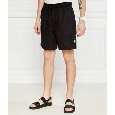 Calvin Klein Jeans Szorty z dodatkiem lnu czarny XXL Calvin Klein Jeans Szorty z dodatkiem lnu czarny XXL