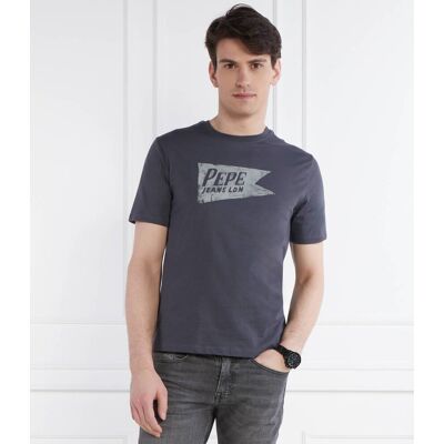 Pepe Jeans London T-shirt SINGLE CARDIFF Regular Fit grafitowy S Pepe Jeans London T-shirt SINGLE CARDIFF Regular Fit grafitowy S