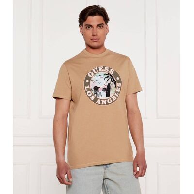 Guess T-shirt Regular Fit beżowy XXL Guess T-shirt Regular Fit beżowy XXL