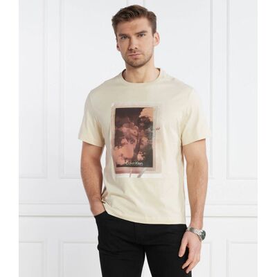 Calvin Klein T-shirt Regular Fit beżowy S Calvin Klein T-shirt Regular Fit beżowy S