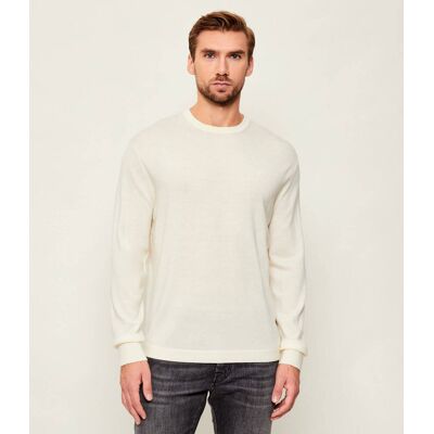 Calvin Klein Wełniany sweter Regular Fit kremowy M Calvin Klein Wełniany sweter Regular Fit kremowy M