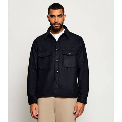 AllSaints Koszula Palermo z dodatkiem wełny czarny L AllSaints Koszula Palermo z dodatkiem wełny czarny L