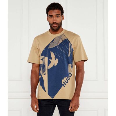 HUGO T-shirt Didove Regular Fit beżowy L HUGO T-shirt Didove Regular Fit beżowy L