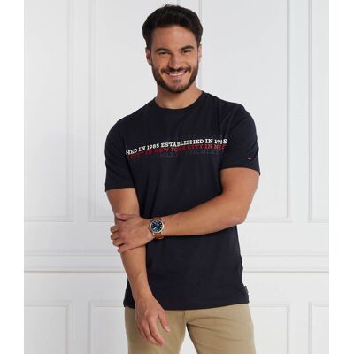 Tommy Hilfiger T-shirt CENTER CHEST STRIPE TEE Regular Fit granatowy M Tommy Hilfiger T-shirt CENTER CHEST STRIPE TEE Regular Fit granatowy M