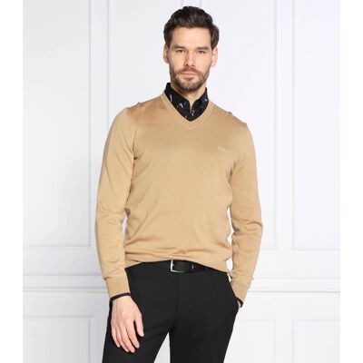 Boss BLACK Wełniany sweter Baram-L Regular Fit brązowy XXL Boss BLACK Wełniany sweter Baram-L Regular Fit brązowy XXL