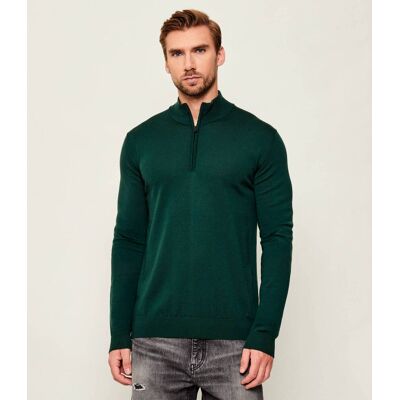 HUGO Wełniany sweter San Quirin-M Regular Fit butelkowa zieleń XL HUGO Wełniany sweter San Quirin-M Regular Fit butelkowa zieleń XL
