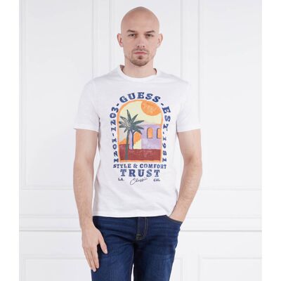 Guess T-shirt PALM WINDOW Slim Fit biały XXL Guess T-shirt PALM WINDOW Slim Fit biały XXL