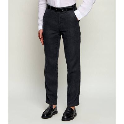Karl Lagerfeld Lniane spodnie chino KL-CHASE Regular Fit czarny 31/32 Karl Lagerfeld Lniane spodnie chino KL-CHASE Regular Fit czarny 31/32
