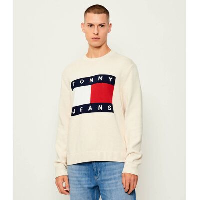 Tommy Jeans Sweter Regular Fit kremowy M Tommy Jeans Sweter Regular Fit kremowy M