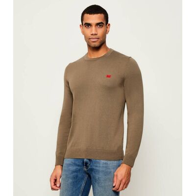 HUGO Sweter San Cassius-C1 Regular Fit khaki S HUGO Sweter San Cassius-C1 Regular Fit khaki S