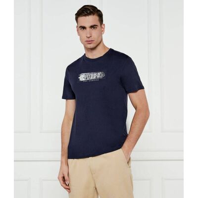 Guess T-shirt DEBOSS Slim Fit granatowy XL Guess T-shirt DEBOSS Slim Fit granatowy XL