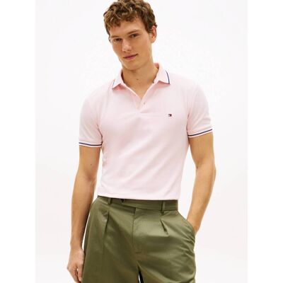 Tommy Hilfiger Polo Slim Fit pudrowy róż M Tommy Hilfiger Polo Slim Fit pudrowy róż M