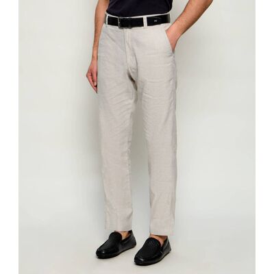 Boss ORANGE Lniane spodnie chino Sanderson-L-3 Regular Fit szary 31/32 Boss ORANGE Lniane spodnie chino Sanderson-L-3 Regular Fit szary 31/32