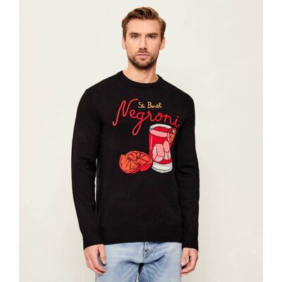 ST.Barth Sweter Heron NEGRONI Regular Fit z dodatkiem wełny i kaszmiru czarny M ST.Barth Sweter Heron NEGRONI Regular Fit z dodatkiem wełny i kaszmiru czarny M