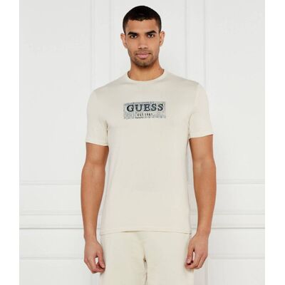 Guess T-shirt Slim Fit beżowy XL Guess T-shirt Slim Fit beżowy XL