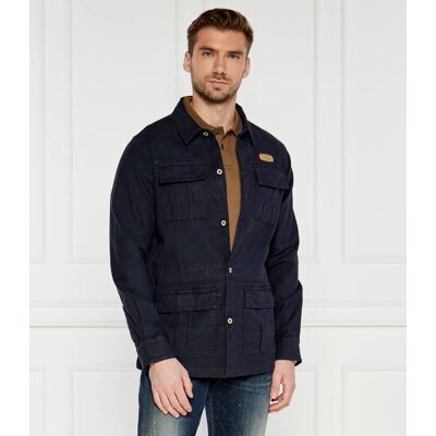 Aeronautica Militare Kurtka SAHARIANA Regular Fit z dodatkiem lnu granatowy 50 Aeronautica Militare Kurtka SAHARIANA Regular Fit z dodatkiem lnu granatowy 50