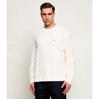 Tommy Jeans Sweter Regular Fit ecru S Tommy Jeans Sweter Regular Fit ecru S