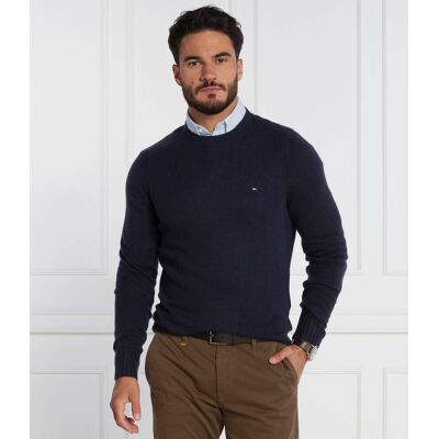 Tommy Hilfiger Wełniany sweter MULTI HTR MERINO CREW NECK Regular Fit granatowy XXL Tommy Hilfiger Wełniany sweter MULTI HTR MERINO CREW NECK Regular Fit granatowy XXL