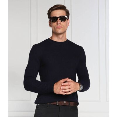 Giorgio Armani Emporio Armani Sweter Slim Fit z dodatkiem wełny granatowy XXL Giorgio Armani Emporio Armani Sweter Slim Fit z dodatkiem wełny granatowy XXL