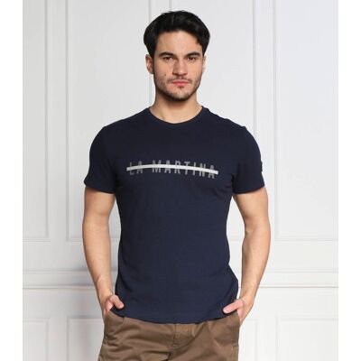 La Martina T-shirt Regular Fit z dodatkiem lnu granatowy XL La Martina T-shirt Regular Fit z dodatkiem lnu granatowy XL