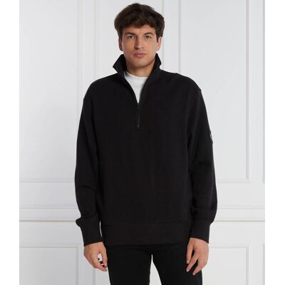 Calvin Klein Jeans Sweter BADGE WAFFLE HALF ZIP Regular Fit czarny S Calvin Klein Jeans Sweter BADGE WAFFLE HALF ZIP Regular Fit czarny S
