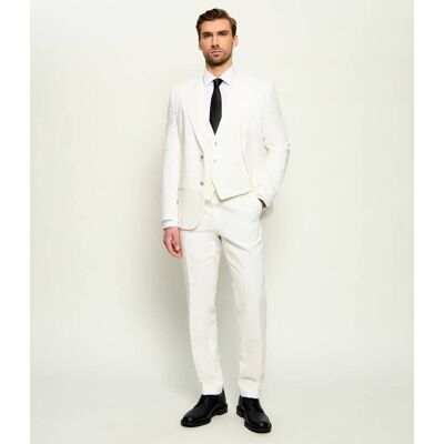 HUGO Garnitur Henry/Getlin242V2X Slim Fit z dodatkiem lnu biały 50 HUGO Garnitur Henry/Getlin242V2X Slim Fit z dodatkiem lnu biały 50