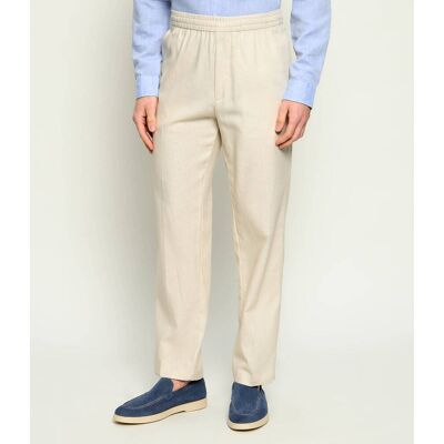 Calvin Klein Lniane spodnie Straight fit beżowy XL Calvin Klein Lniane spodnie Straight fit beżowy XL
