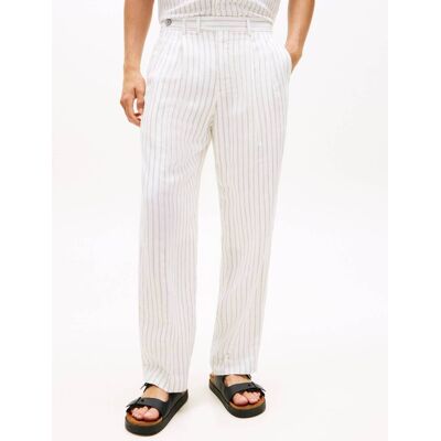 Tommy Hilfiger Lniane spodnie Slim Fit ecru 33/32 Tommy Hilfiger Lniane spodnie Slim Fit ecru 33/32