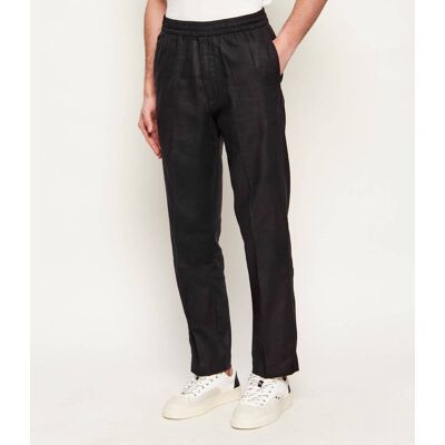 Calvin Klein Lniane spodnie Straight fit czarny M Calvin Klein Lniane spodnie Straight fit czarny M