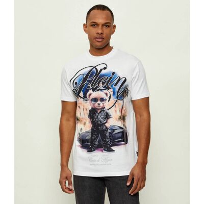 Philipp Plein T-shirt Teddy Racing Regular Fit biały XL Philipp Plein T-shirt Teddy Racing Regular Fit biały XL