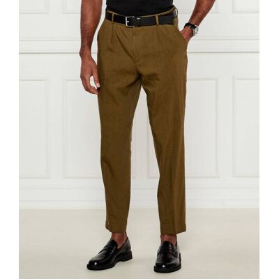 Boss BLACK Lniane spodnie P-Perin-RDS-PL-WG252 Slim Fit khaki 52 Boss BLACK Lniane spodnie P-Perin-RDS-PL-WG252 Slim Fit khaki 52