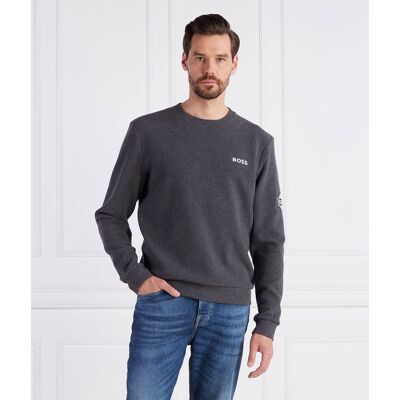 Boss BLACK Sweter Structure Sweatshirt Regular Fit grafitowy S Boss BLACK Sweter Structure Sweatshirt Regular Fit grafitowy S