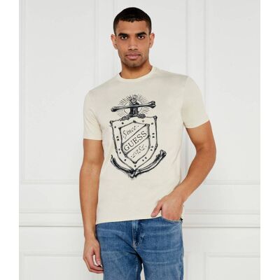 Guess T-shirt Regular Fit beżowy L Guess T-shirt Regular Fit beżowy L