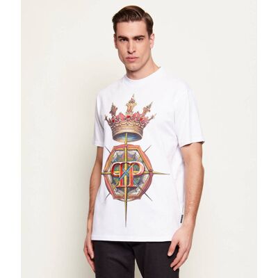 Philipp Plein T-shirt Crown Hexagon Regular Fit biały L Philipp Plein T-shirt Crown Hexagon Regular Fit biały L