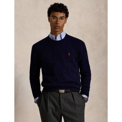 Polo Ralph Lauren Wełniany sweter Slim Fit z dodatkiem kaszmiru granatowy XXL Polo Ralph Lauren Wełniany sweter Slim Fit z dodatkiem kaszmiru granatowy XXL