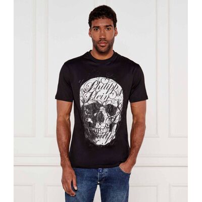 Philipp Plein T-shirt Skull Coursive Regular Fit czarny XXL Philipp Plein T-shirt Skull Coursive Regular Fit czarny XXL