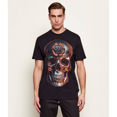 Philipp Plein T-shirt Lava Skull Regular Fit czarny XXL Philipp Plein T-shirt Lava Skull Regular Fit czarny XXL