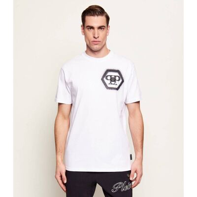 Philipp Plein T-shirt Spray Hexagon Regular Fit biały L Philipp Plein T-shirt Spray Hexagon Regular Fit biały L