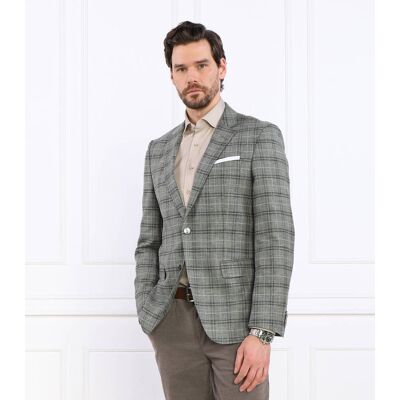 Boss BLACK Wełniana marynarka H-Hutson-231 Slim Fit z dodatkiem lnu zielony 54 Boss BLACK Wełniana marynarka H-Hutson-231 Slim Fit z dodatkiem lnu zielony 54