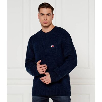 Tommy Jeans Sweter Regular Fit z dodatkiem wełny granatowy XXL Tommy Jeans Sweter Regular Fit z dodatkiem wełny granatowy XXL