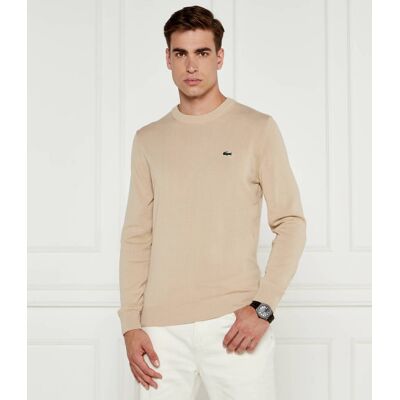 Lacoste Sweter Regular Fit beżowy M Lacoste Sweter Regular Fit beżowy M