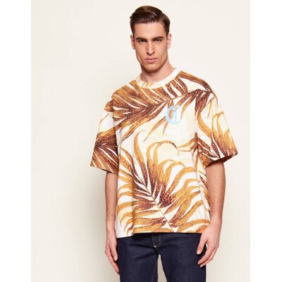 Just Cavalli T-shirt Oversize fit beżowy L Just Cavalli T-shirt Oversize fit beżowy L