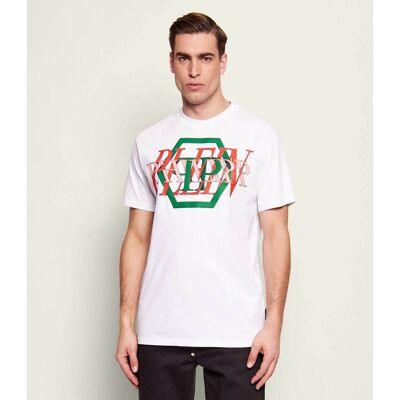 Philipp Plein T-shirt Logo Hexagon Regular Fit biały XL Philipp Plein T-shirt Logo Hexagon Regular Fit biały XL