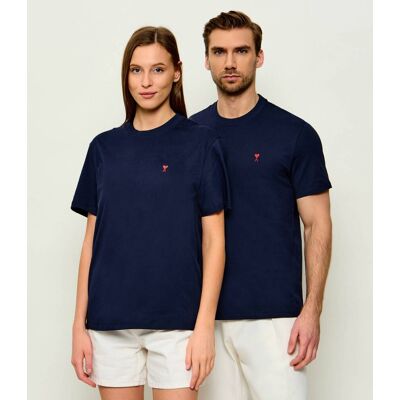 AMI Paris T-shirt Classic fit granatowy M AMI Paris T-shirt Classic fit granatowy M