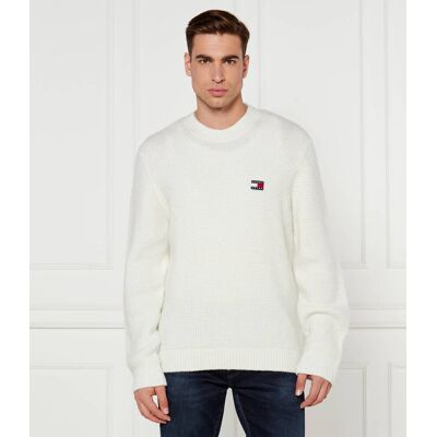 Tommy Jeans Sweter Regular Fit z dodatkiem wełny biały XL Tommy Jeans Sweter Regular Fit z dodatkiem wełny biały XL